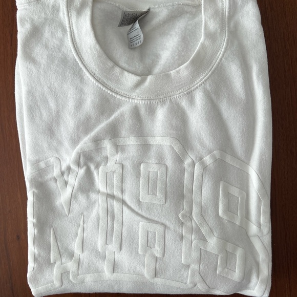 White “MRS” varsity pullover sweatshirt for bride-to-be, bachelorette, honeymoon - Picture 2 of 3